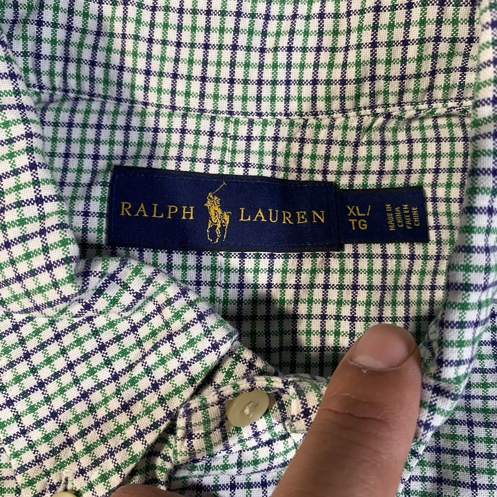 Ralph Lauren Check Pattern Long Sleeve Button Shirt Mens XL Preppy Flesh Pony - Picture 3 of 9